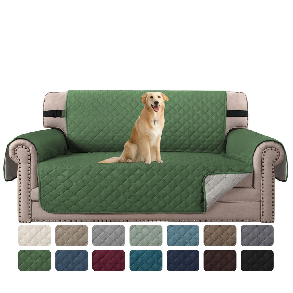 H.VERSAILTEX Reversible Couch Cover for 2 Cushion Couch Water Resistant Loveseat Washable Furniture Cover with Non-Slip Elastic Strap for Dogs, Pets, Kids(Oversized Loveseat, Charcoal Grey)