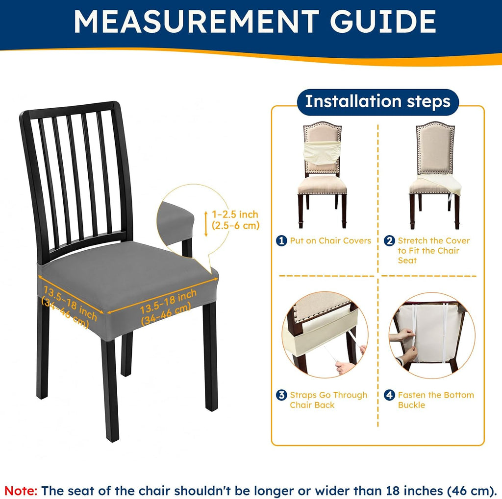 Dining Chair Seat Covers, Waterproof Dining Room Chair Seat Covers Set of 6, Removable Kitchen Seat Covers Chair Covers for Dining Chairs
