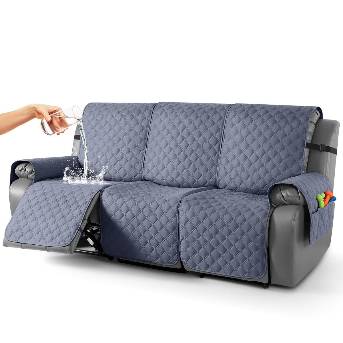TAOCOCO 100% Waterproof Loveseat Recliner Covers Reversible, Charcoal Gray