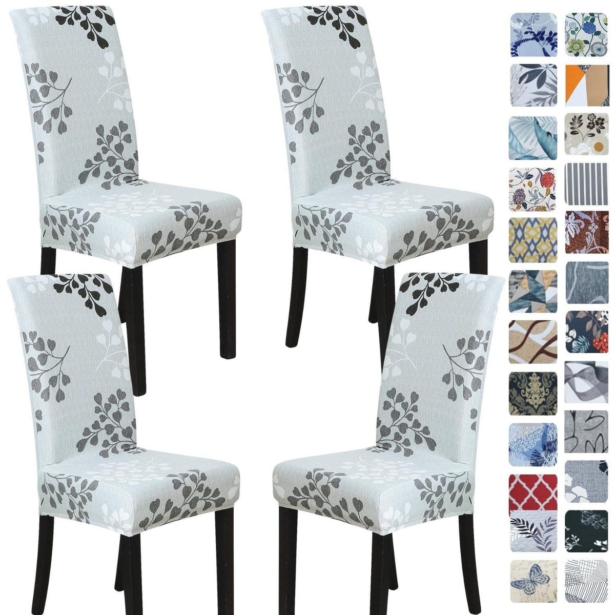 SPRINGRICO Chair Covers for Dining Room Set of 4, Stretch Dining Chair Cover, Washable Spandex Kitchen Parsons Chair Slipcovers, Removable Seat Protector for Home or Party (4 Pack, Lotus Gray)