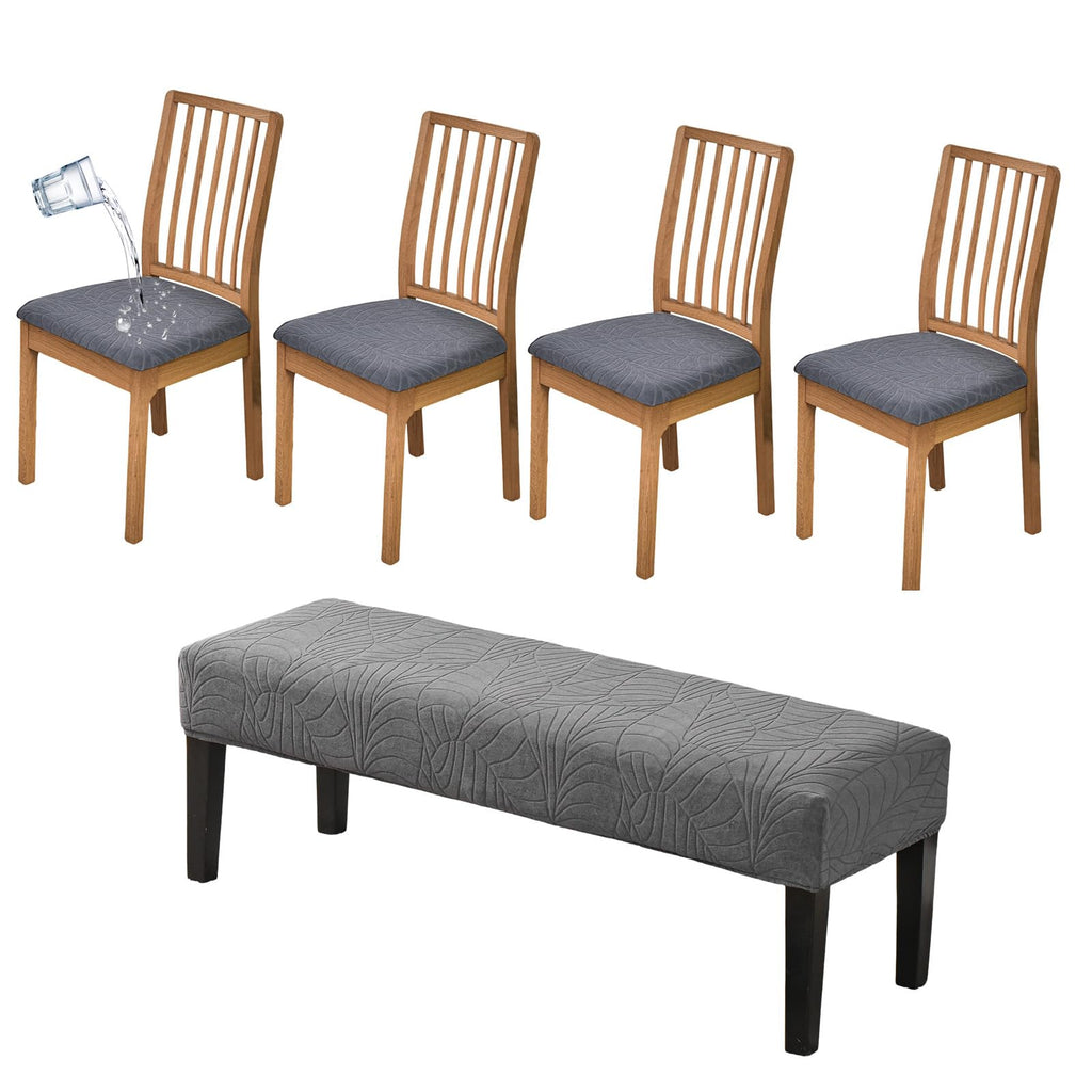 CRFATOP Dining Chair Seat Covers Set of 4 with Stretch Bench Slipcover,04