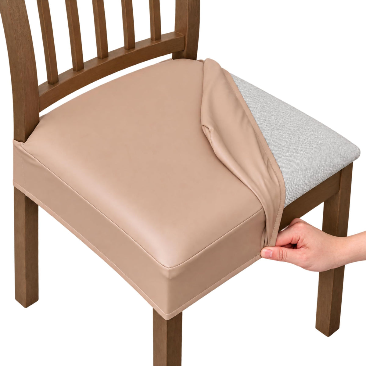 NILUOH Waterproof Seat Covers for Dining Room Chairs, 4 Pack Coffee