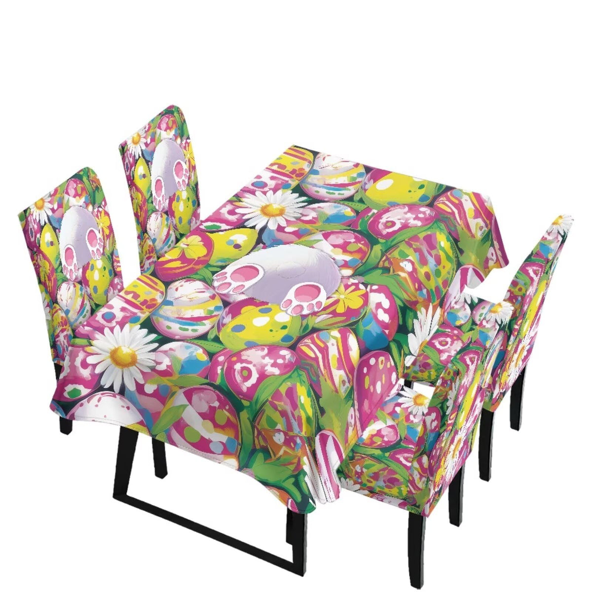 ZDCUSTOM Vintage Table Cloth and Chair Cover Set of 4 Sunflower Tablecloths Rectangular Elegant Chair Covers for Dining Chairs Stain Resistant Decoration