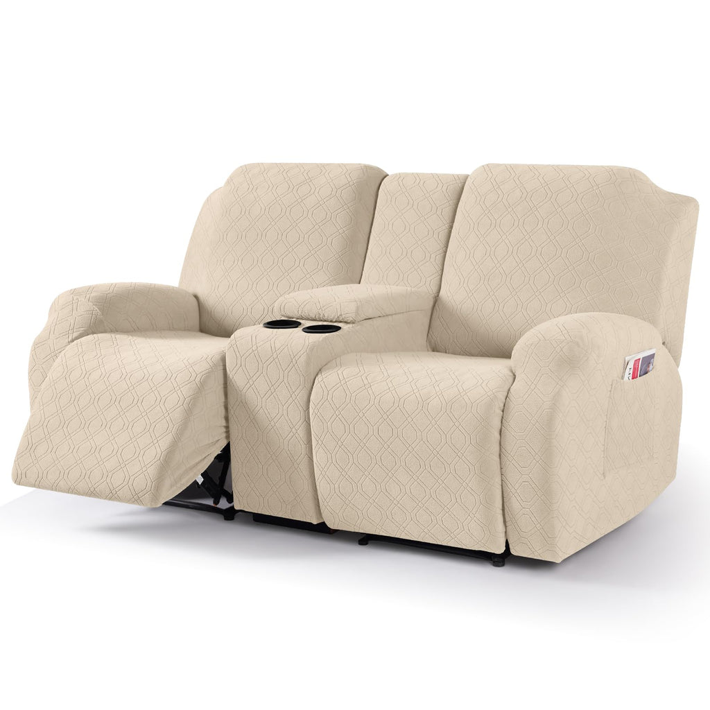 VANSOFY Stretch Recliner Loveseat Cover with Middle Console, Chocolate