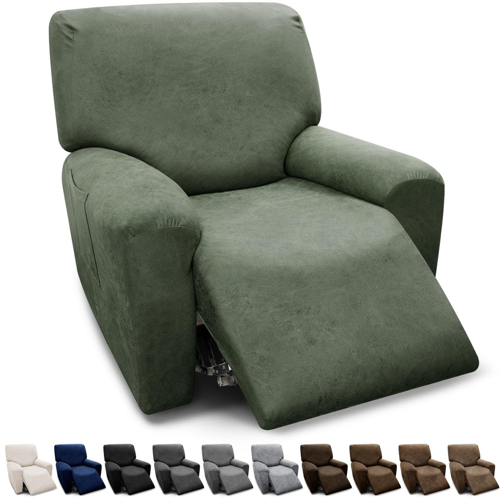 3-Pieces T Cushion Loveseat Slipcovers Leather Look Couch Cover Loveseat Covers for 2 Cushion Couch Furniture Protector Stretch Sofa Cover with 2 Individual T Cushion Seat Covers, Brown
