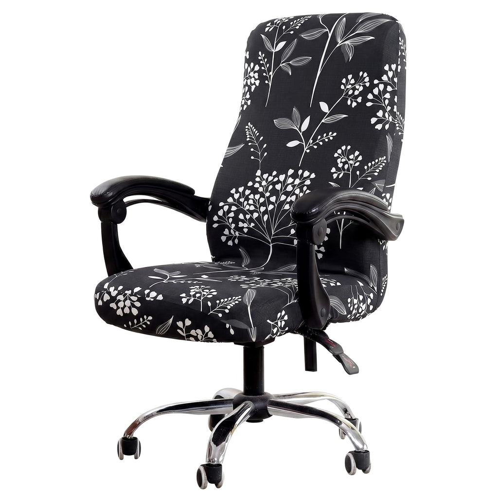 WOMACO Printed Office Chair Covers, Stretch Computer Universal Boss Modern Simplism Style High Back Chair Slipcover - Peony, Large