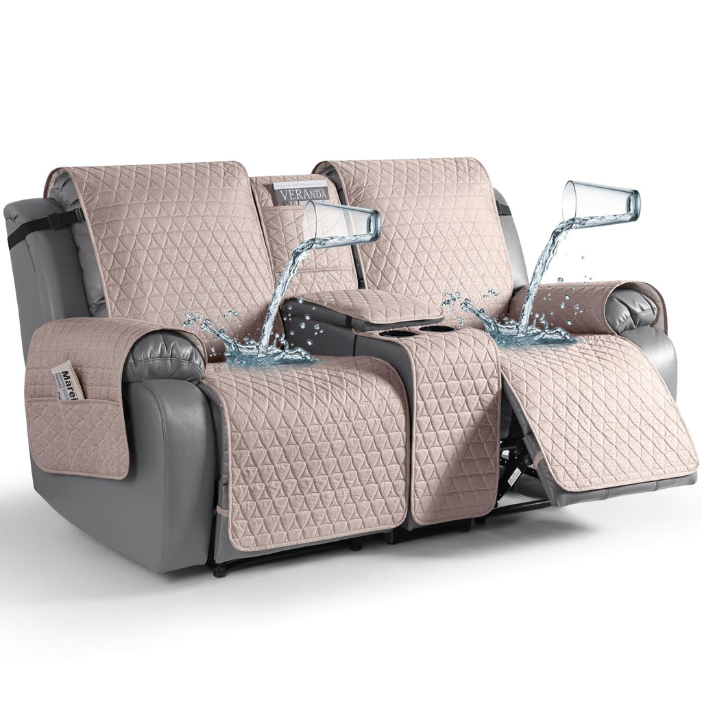 TAOCOCO 100% Waterproof Loveseat Recliner Cover with Console, Stay in Place