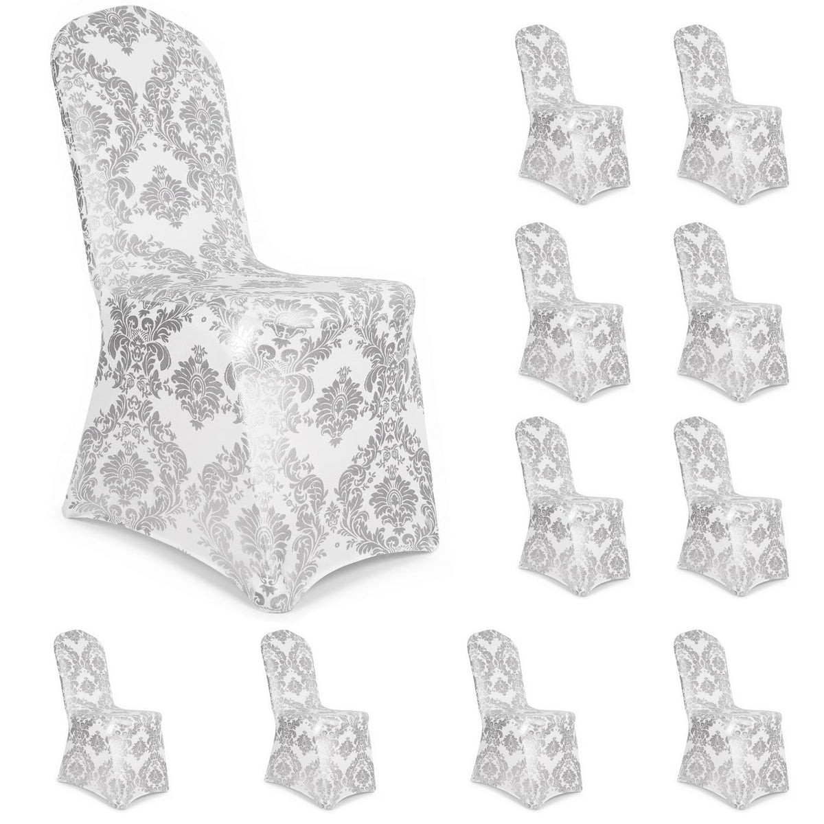 Gold Chair Covers Foil Floral Print, Stretch Fit, 1 Pack