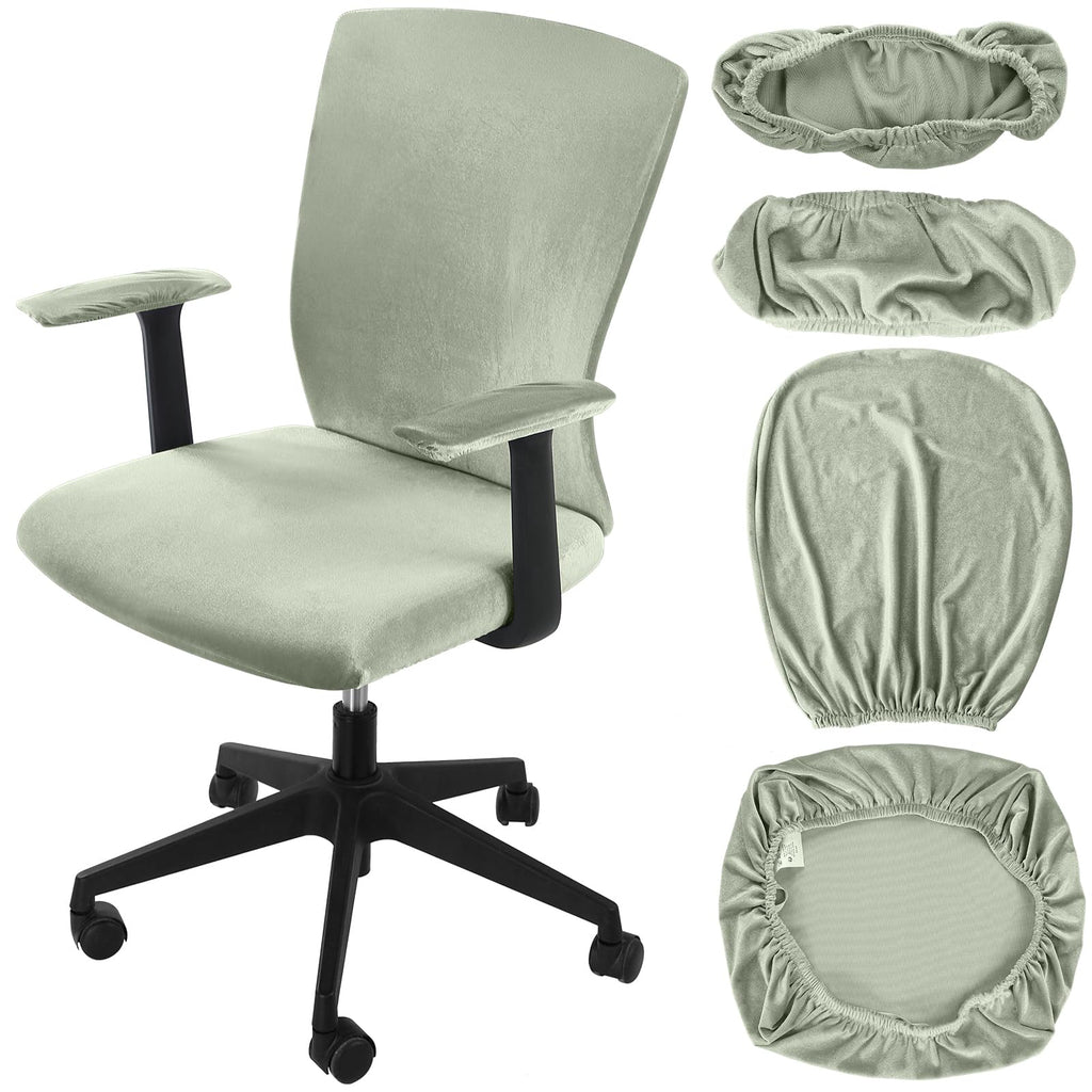 Tallew 4 Pcs Office Chair Covers Set with Armrest, Stretchable,Light Pink
