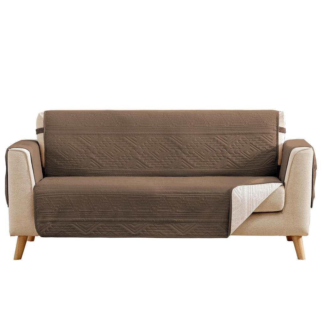 Boho Olive Green Loveseat Covers for 2 Cushion Couch, Water-Repellent Aztec Covers for Love Seat, Washable Quilted Couch Covers, Pet Friendly Loveseat Slipcovers (Loveseat 48", Olive Green)