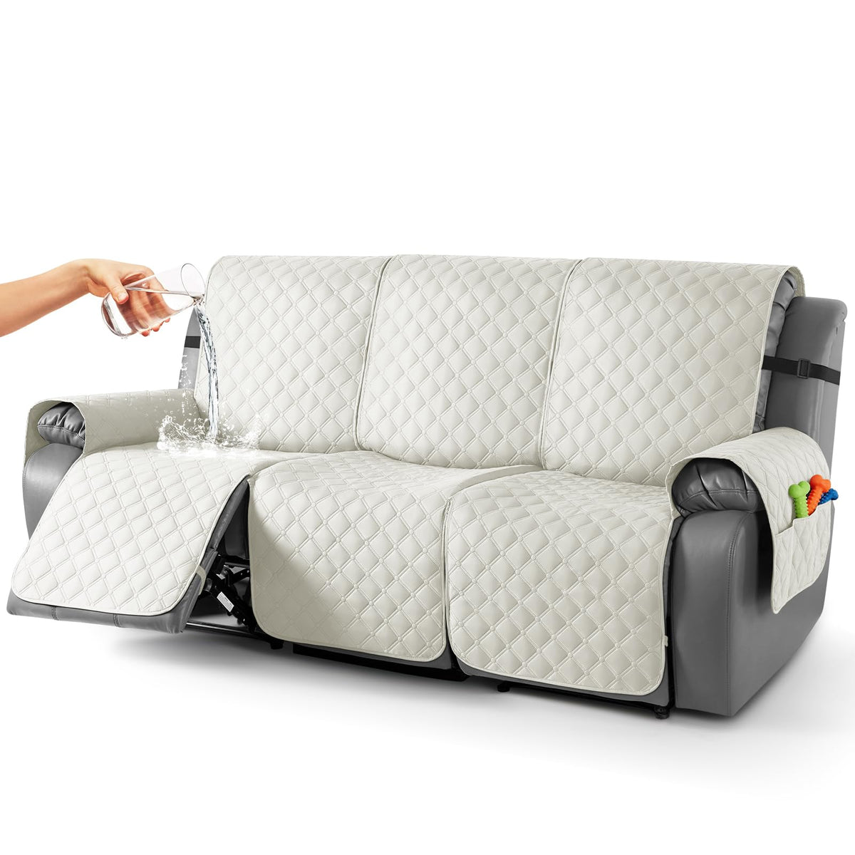 TAOCOCO 100% Waterproof Loveseat Recliner Covers Reversible, Charcoal Gray