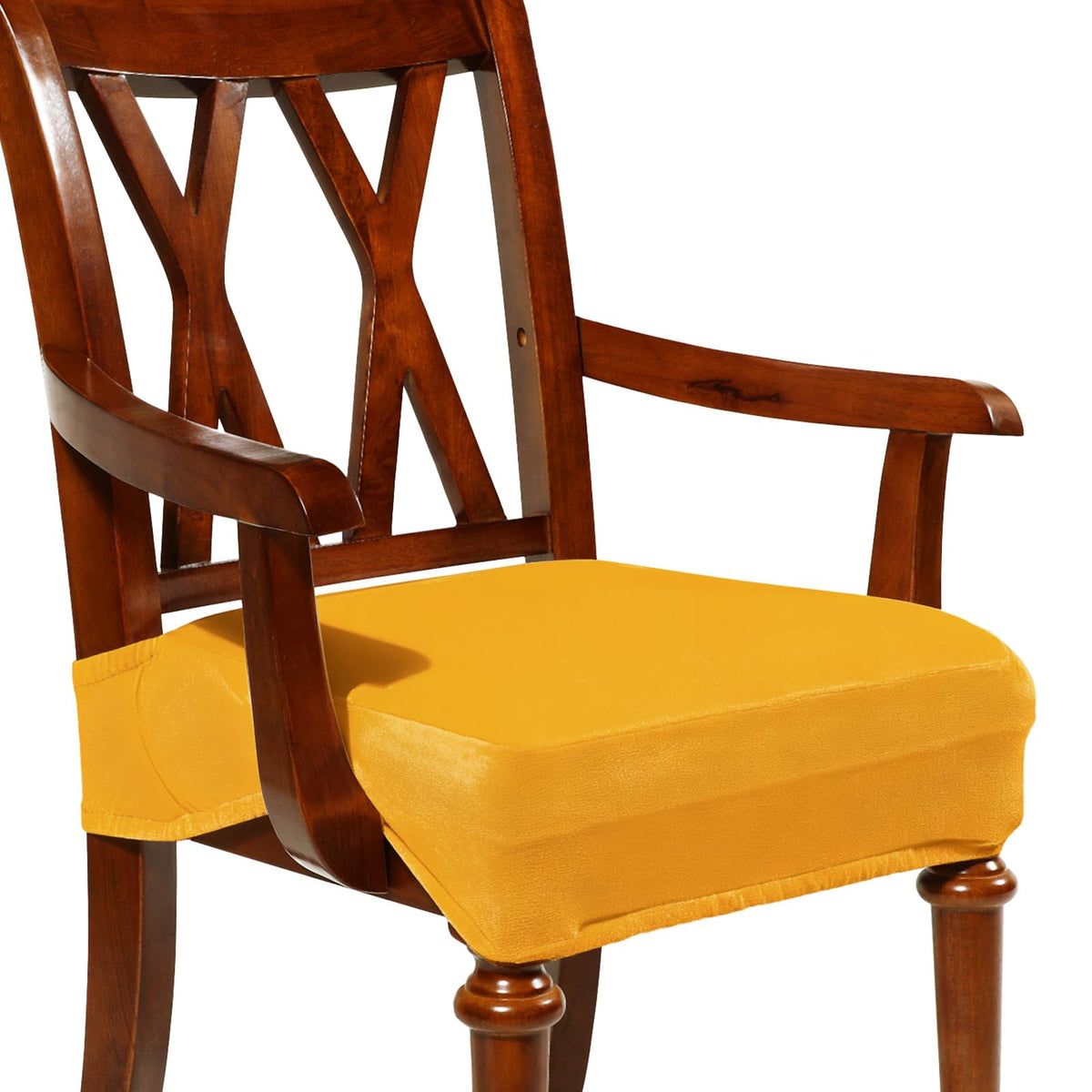 Havawish Extra Wide Dining Chair Seat Covers, Beige White, Velvet, 6 Pcs