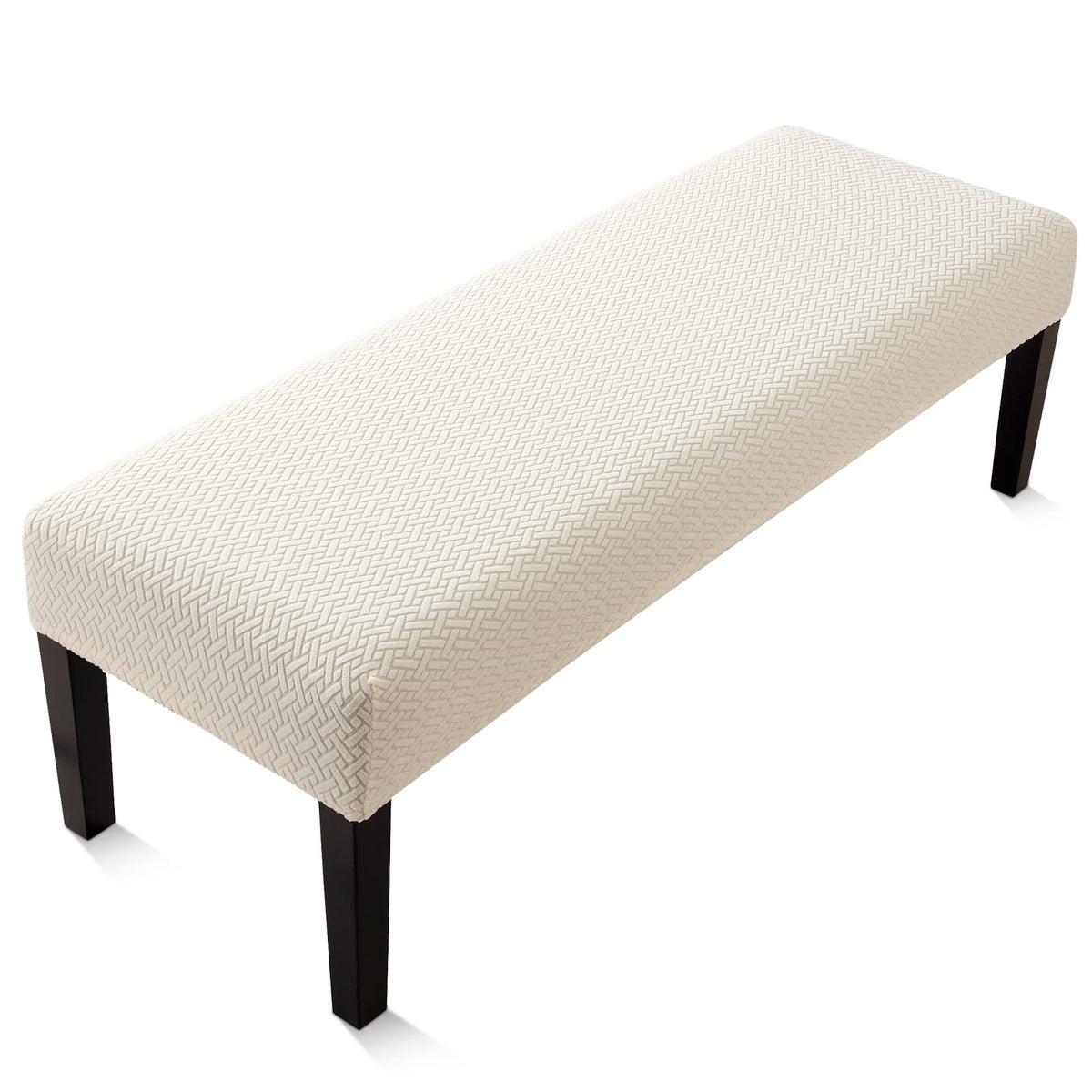 Fuloon Stretch Jacquard Dining Bench Cover - Anti-Dust Removable Bench Slipcover Washable Seat Cushion Protector for Bedroom, Kitchen, Hotel, Banquet (Beige)