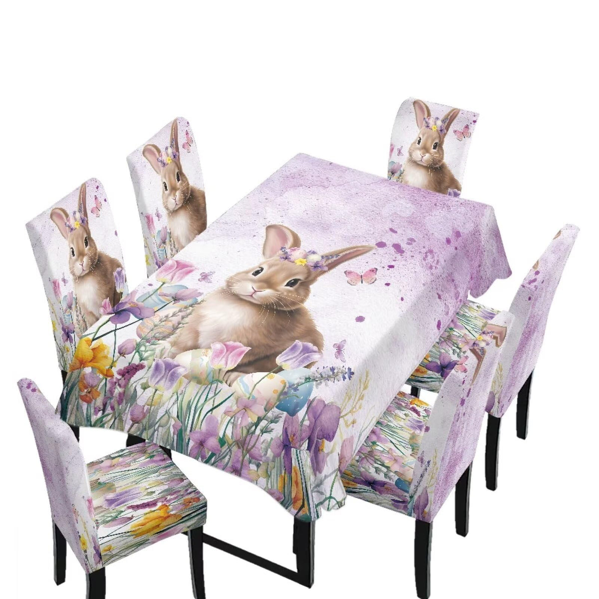 ZDCUSTOM Vintage Table Cloth and Chair Cover Set of 4 Sunflower Tablecloths Rectangular Elegant Chair Covers for Dining Chairs Stain Resistant Decoration