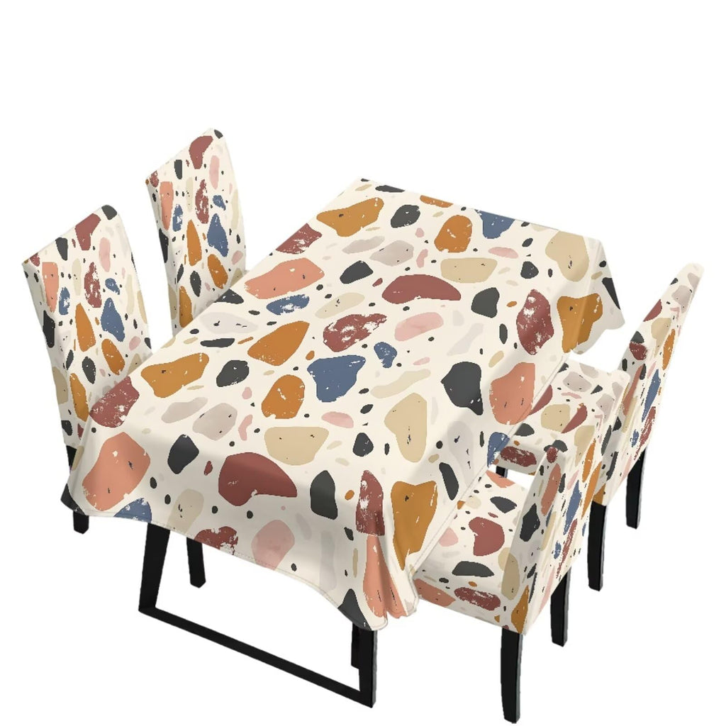 Dining Seat Slipcovers for Easter Decor Set of 7 Includes Tablecloths and Stretch Removable Dining Room Chair Covers Stain Resistant Table Protector, Easter Egg Love Heart Gnome Print