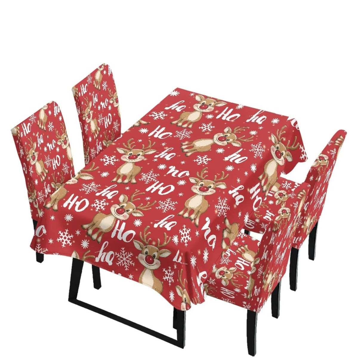 Fitted Tablecloth with Chair Covers Set,Christmas Candle Washable Dining Room Chair Covers Set of 4/6 with Farmhouse Table Cover for Home Hotel Restaurant, 5pcs/7pcs