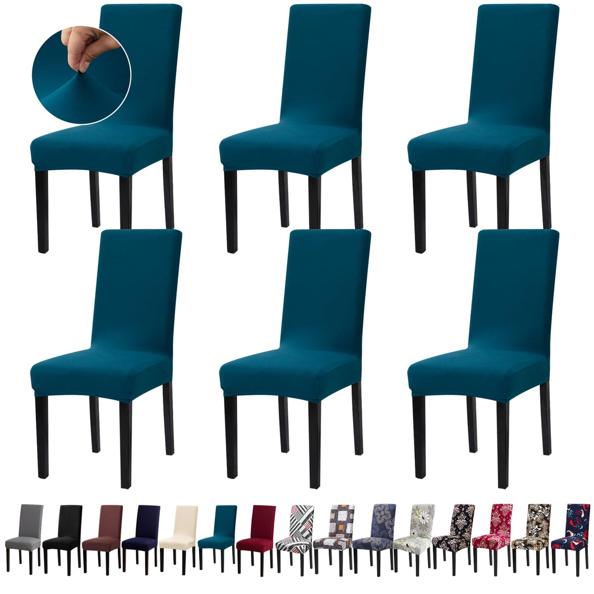 Chair Covers, Stretch Dining Room Chair Covers Set of 6, Removable Washable Dining Chair Slipcovers for Home, Hotel, Banquet