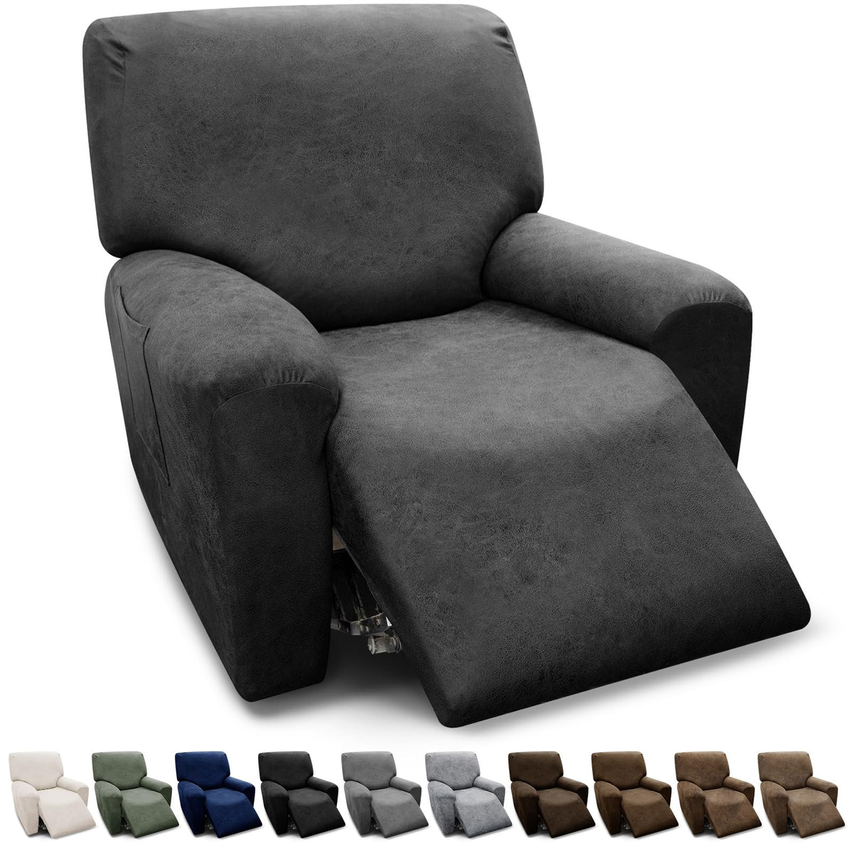 3-Pieces T Cushion Loveseat Slipcovers Leather Look Couch Cover Loveseat Covers for 2 Cushion Couch Furniture Protector Stretch Sofa Cover with 2 Individual T Cushion Seat Covers, Brown