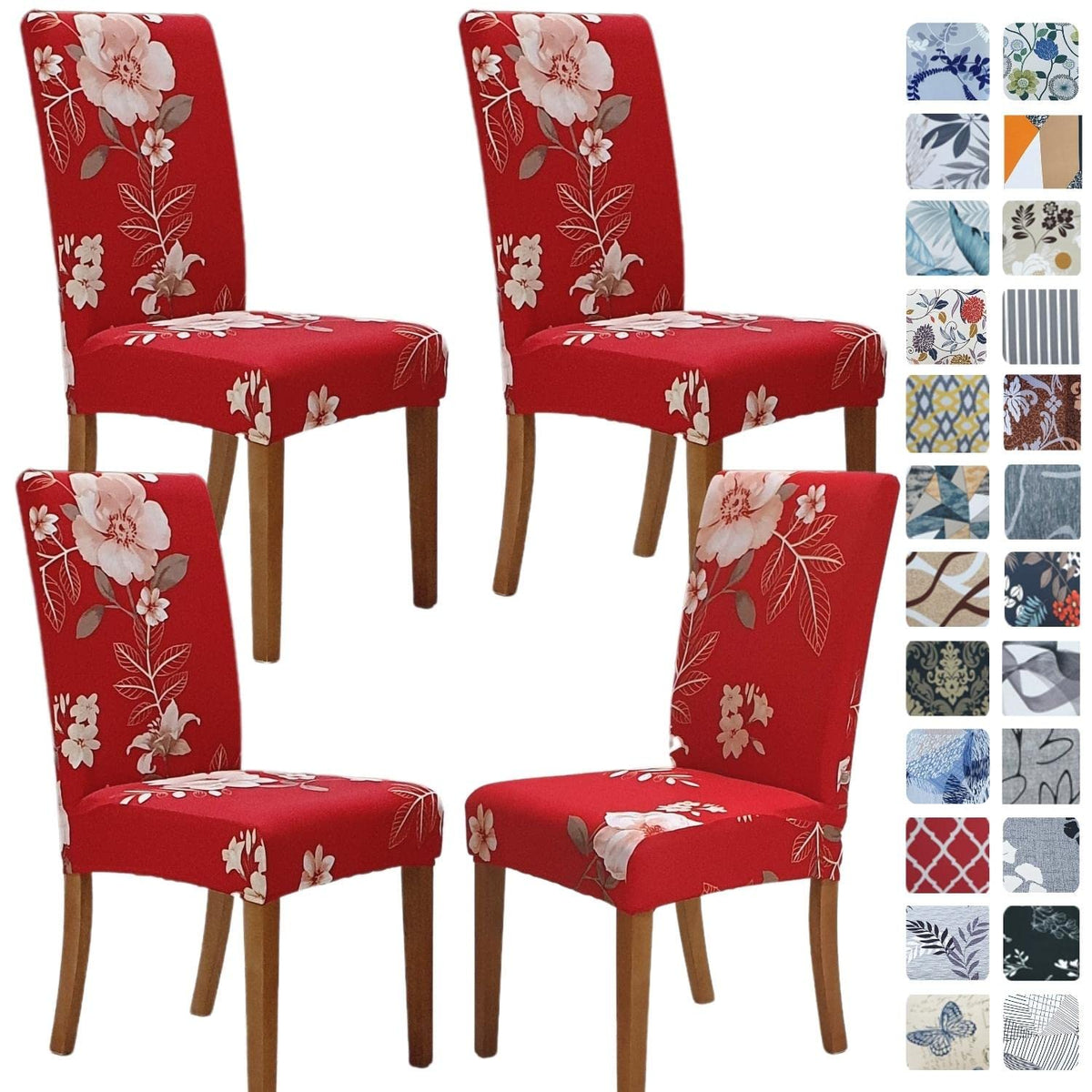 SPRINGRICO Chair Covers for Dining Room Set of 4, Stretch Dining Chair Cover, Washable Spandex Kitchen Parsons Chair Slipcovers, Removable Seat Protector for Home or Party (4 Pack, Lotus Gray)