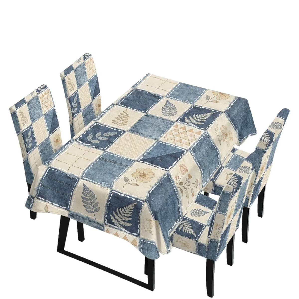 Light Grey 7 Pcs Tablecloth and Chair Covers Set Removable Chair Covers Set of 6 with Table Cover for Dining Room Washable Furniture Protector for Family Gathering Potluck