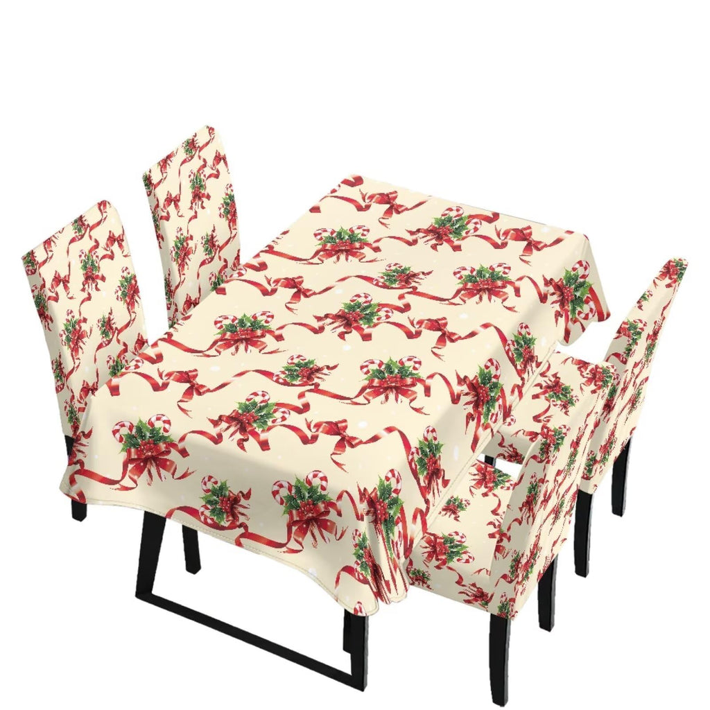 Poinsettia Dining Table & Chair Cover Set for Christmas, Stretch