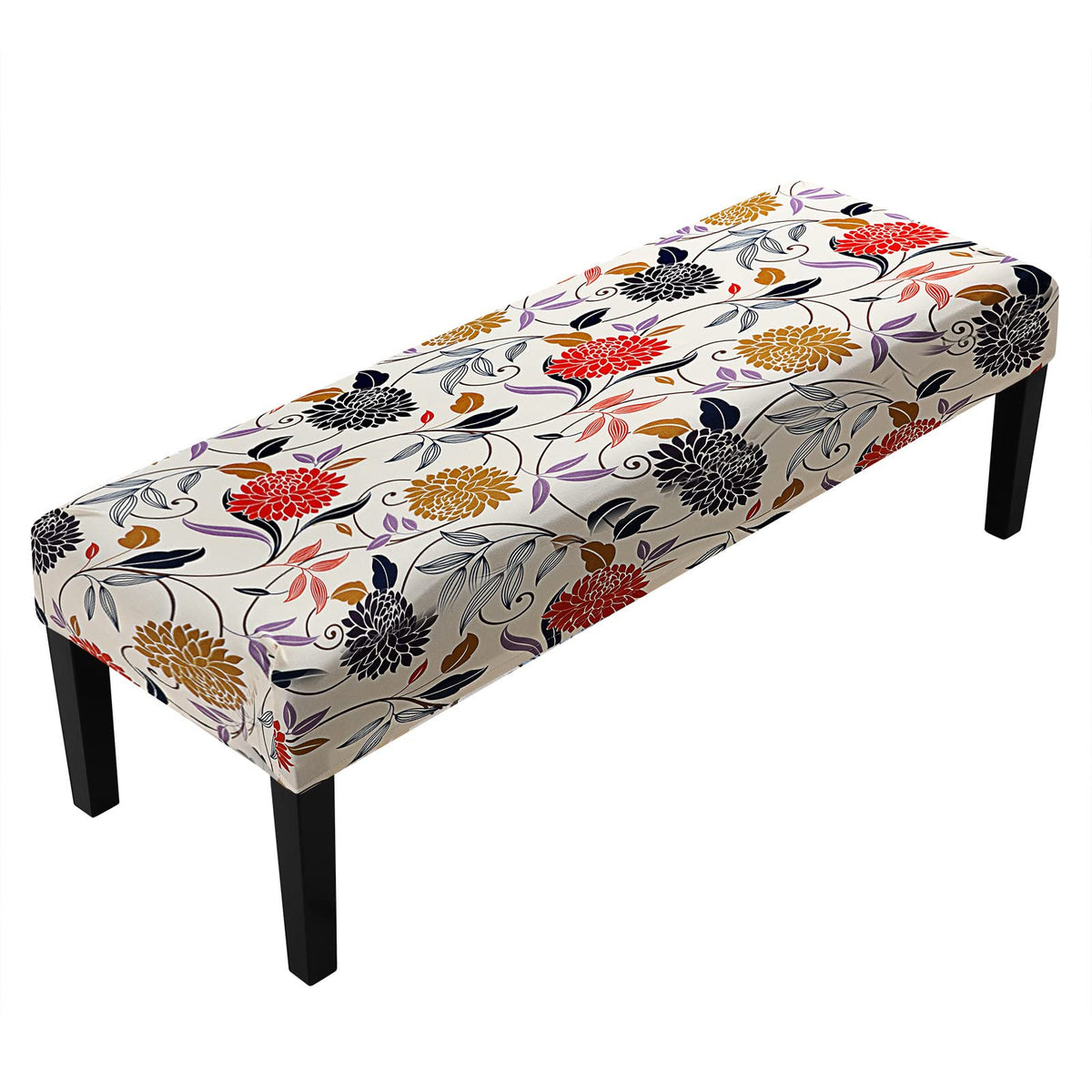 Fuloon Stretch Jacquard Dining Bench Cover - Anti-Dust Removable Bench Slipcover Washable Seat Cushion Protector for Bedroom, Kitchen, Hotel, Banquet (Beige)