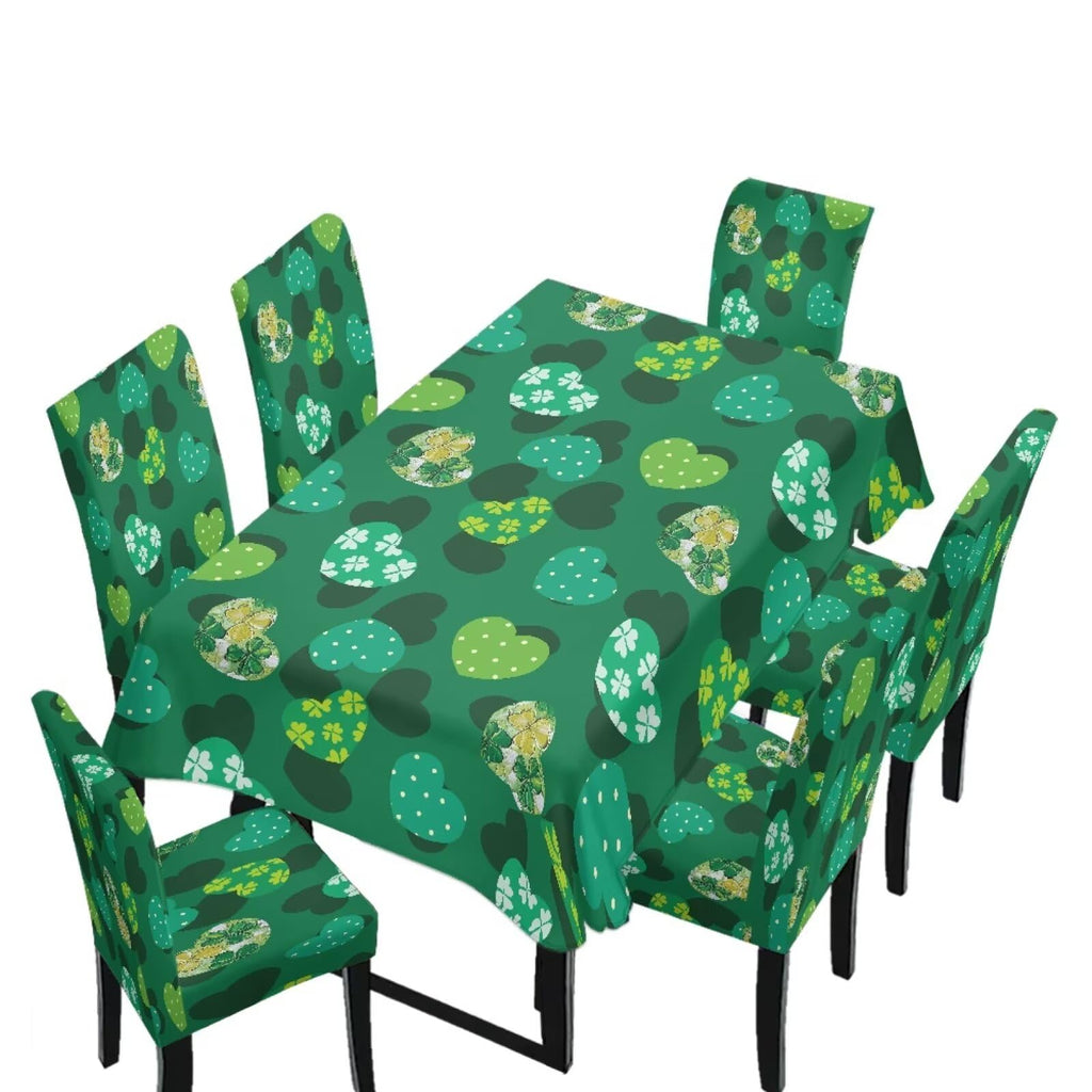 Table Cloth and Dining Chair Covers Set of 5, Kitchen Chair Slipcovers Rectangle Table Cover, Removable Anti-dust Tablecloths Stain Resistant Soft Hotel Decor, Retro Geometry Flower