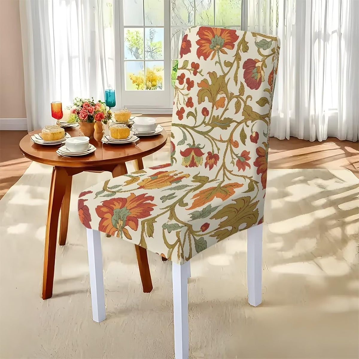 ZDCUSTOM Vintage Table and Chair Covers for Parties Stylish Dining Chairs Cover Washable Cozy Tablecloths Rectangular for Home Party Weeding