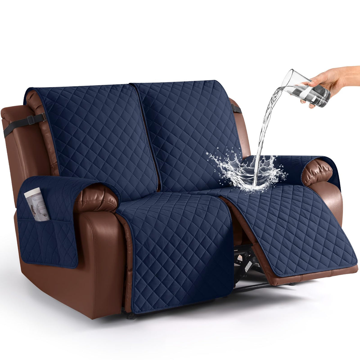 KinCam Waterproof Loveseat Recliner Covers Washable, 2 Seater, Light Gray
