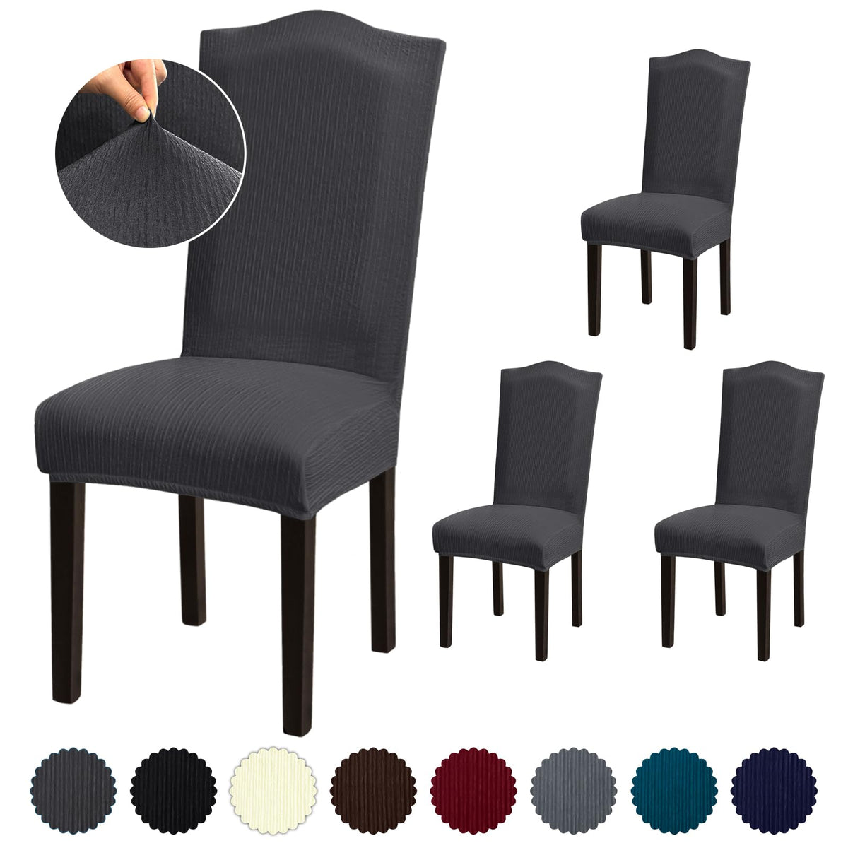 Stretch Dining Room Chair Covers Set of 6, Removable Washable Chair Covers for Dining Chairs,Dining Room, Hotel, Ceremony