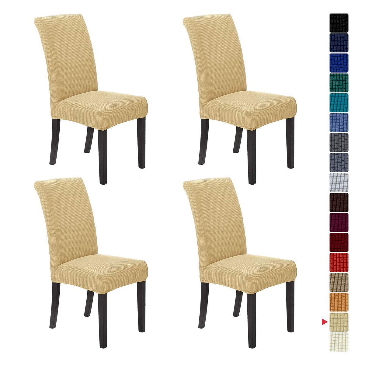 Stretch Chair Covers for Dining Room Set of 4, Removable Washable Dining Room Chair Covers, Dining Chair Slipcovers Seat Protector, Great for Home and Banquet Decor (Pureed Pumpkin, 4 Pack)