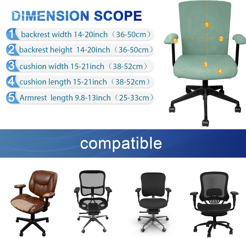 Tallew 4 Pcs Office Chair Covers Stretchable Armrest Seat,XL,Pea Green