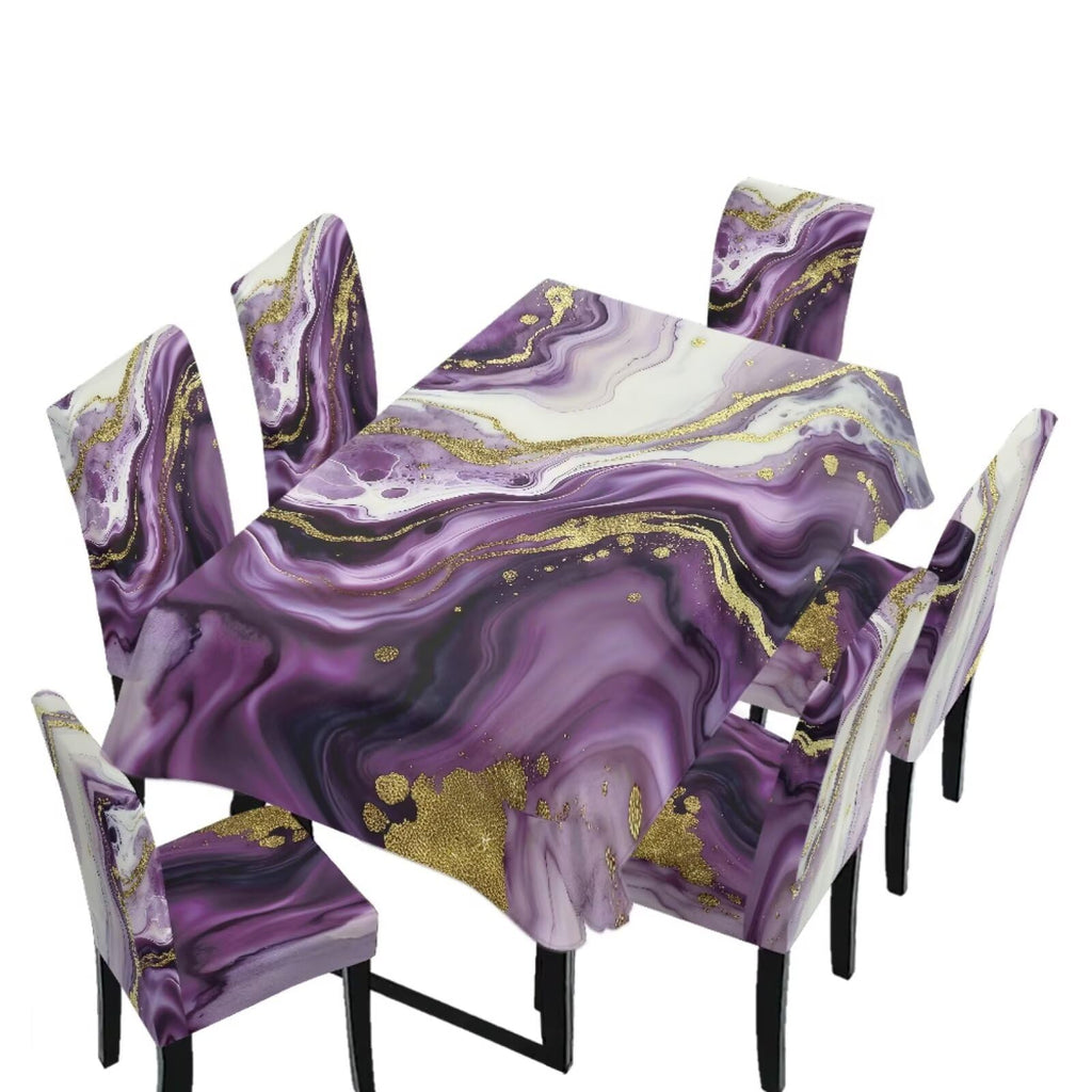Table Cloth Rectangle Table Set of 5 Include Dining Chair Covers and Tablecloths for Dining Room Banquet, Anti-Scratch Chair Seat Protector Cover, Hummingbird Sunflower Tribe Print