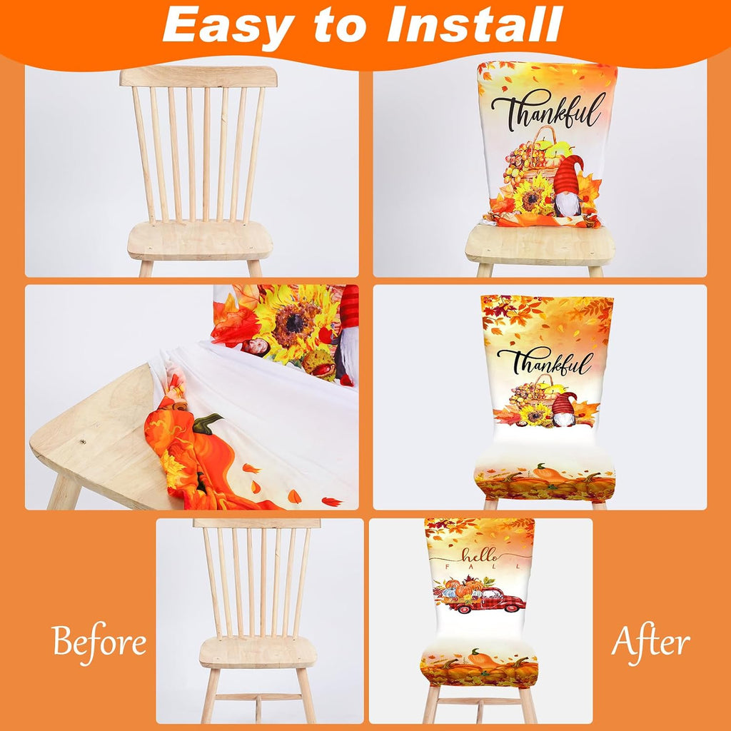 4 Pcs Thanksgiving Maple Chair Covers Fall Vintage Dining Chair Covers