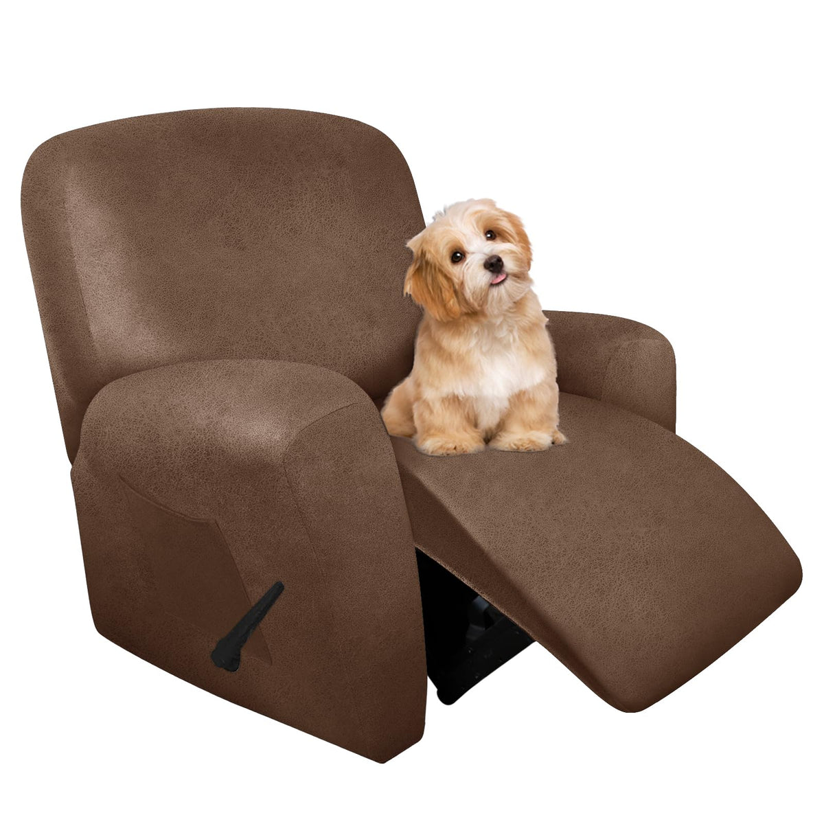 molasofa Leather Like Additional Recliner Console Cover for Reclining Loveseat Covers Stretch Jacquard Middle Consolefor Recliner Couch(Dark Brown)