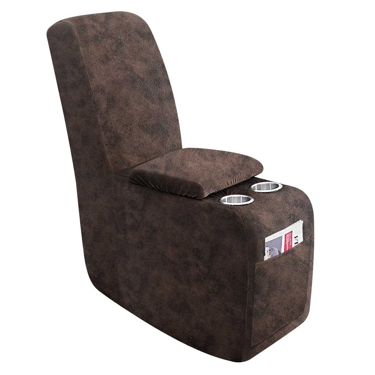 molasofa Leather Like Additional Recliner Console Cover for Reclining Loveseat Covers Stretch Jacquard Middle Consolefor Recliner Couch(Dark Brown)