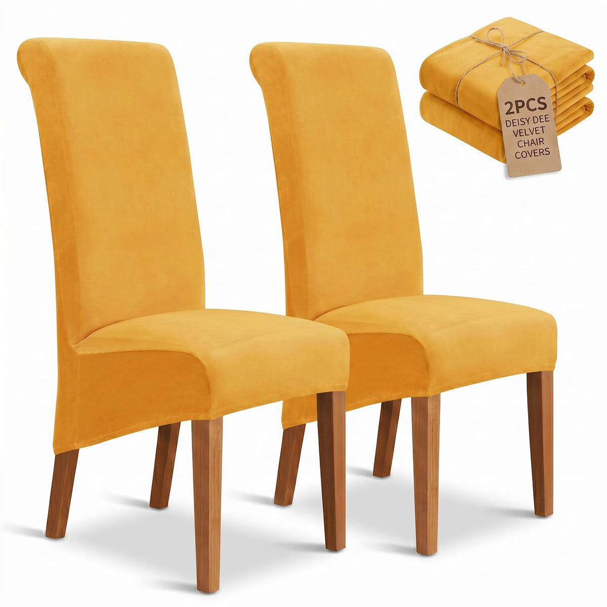 Velvet Dining Chair Covers Set of 2, Extra Large XL Oversized Stretch Parsons Chair Slipcovers for High Back Dining Room Kitchen, Non-Slip Removable Washable Chair Protectors,Khaki