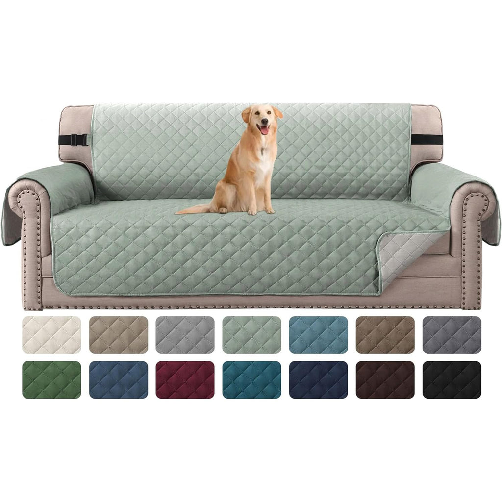 H.VERSAILTEX Reversible Couch Cover for 2 Cushion Couch Water Resistant Loveseat Washable Furniture Cover with Non-Slip Elastic Strap for Dogs, Pets, Kids(Oversized Loveseat, Charcoal Grey)