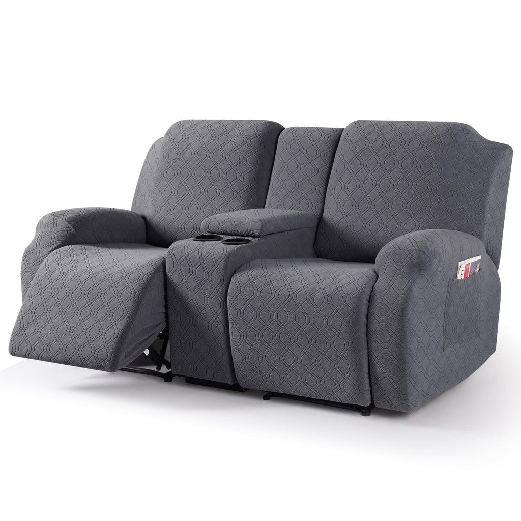 VANSOFY Stretch Recliner Loveseat Cover with Middle Console, Chocolate