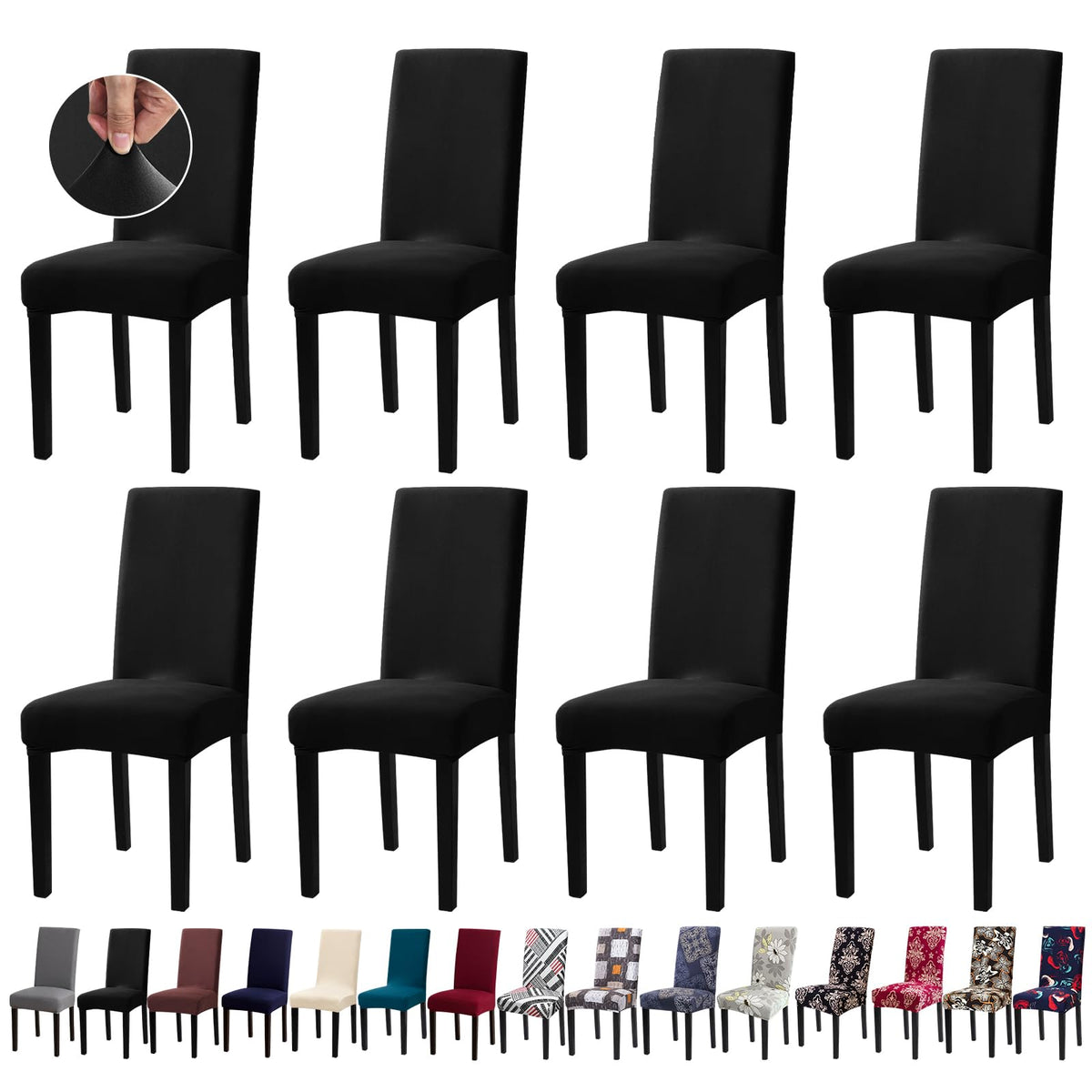 Chair Covers, Stretch Dining Room Chair Covers Set of 6, Removable Washable Dining Chair Slipcovers for Home, Hotel, Banquet