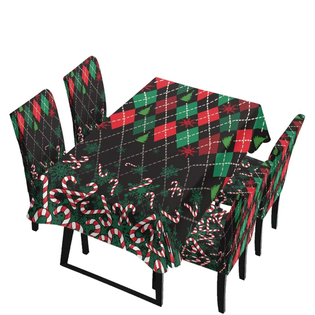 Poinsettia Dining Table & Chair Cover Set for Christmas, Stretch