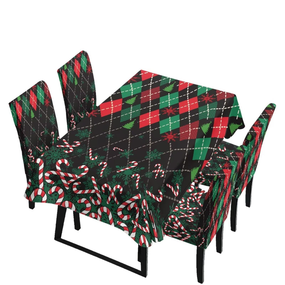 Poinsettia Dining Table & Chair Cover Set for Christmas, Stretch