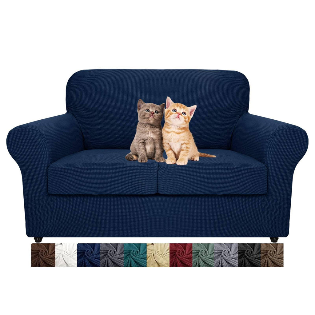 MAXIJIN 2 Piece Couch Covers for 2 Cushion Couch Super Stretch Loveseat Slipcover Dogs Pet Proof Fitted Furniture Protector Spandex Non Slip Sofa Love Seat Cover Washable (Loveseat, Gray)