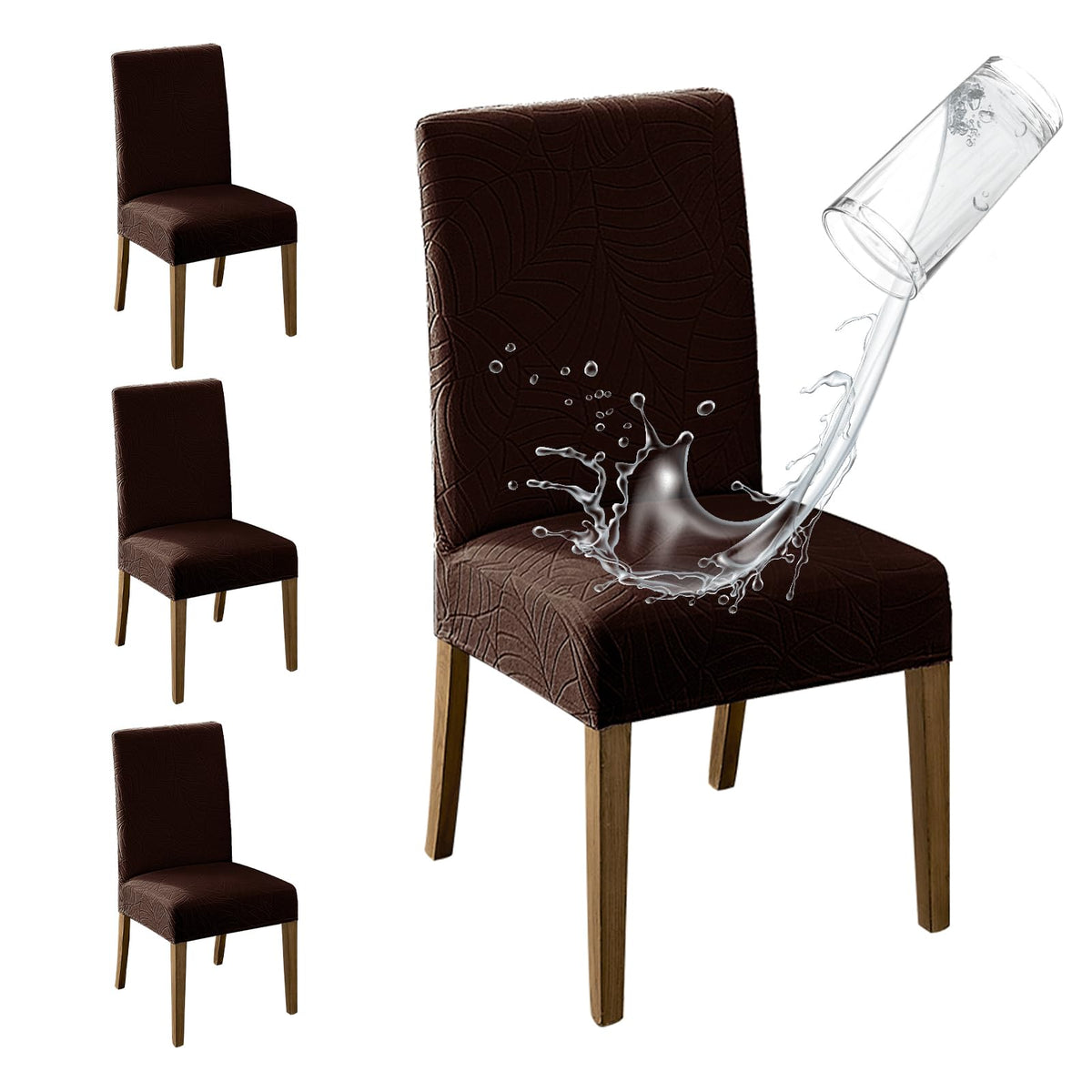 MOSAYT 100% Waterproof Dining Room Chair Covers Set of 4, Beige