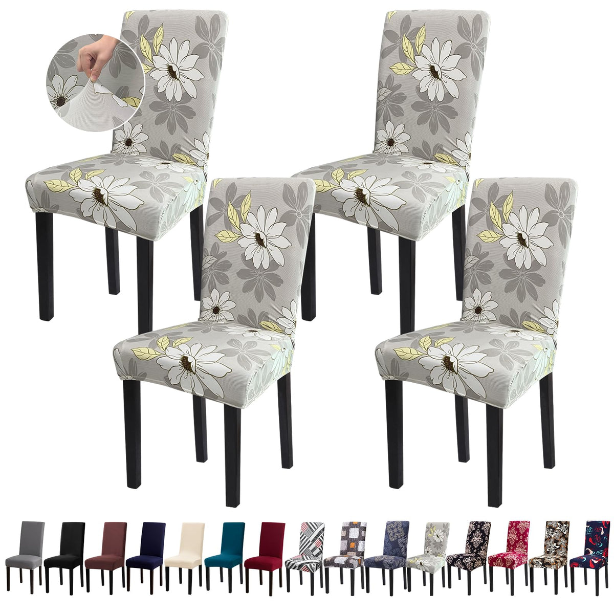 Chair Covers, Stretch Dining Room Chair Covers Set of 6, Removable Washable Dining Chair Slipcovers for Home, Hotel, Banquet