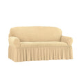 Collections Etc Textured Squares Ruffled Slipcover Taupe Loveseat