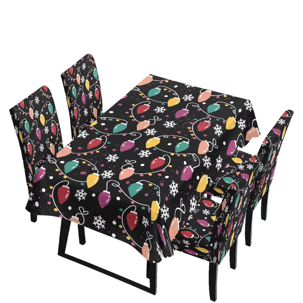 Thanksgiving Themed Dining Room Chair Cover and Tablecloths 5 Packs, Fall Leaf Print Kitchen Chair Seat Slipcovers Anti-Wrinkle Table Protector for Thanksgiving Day Party