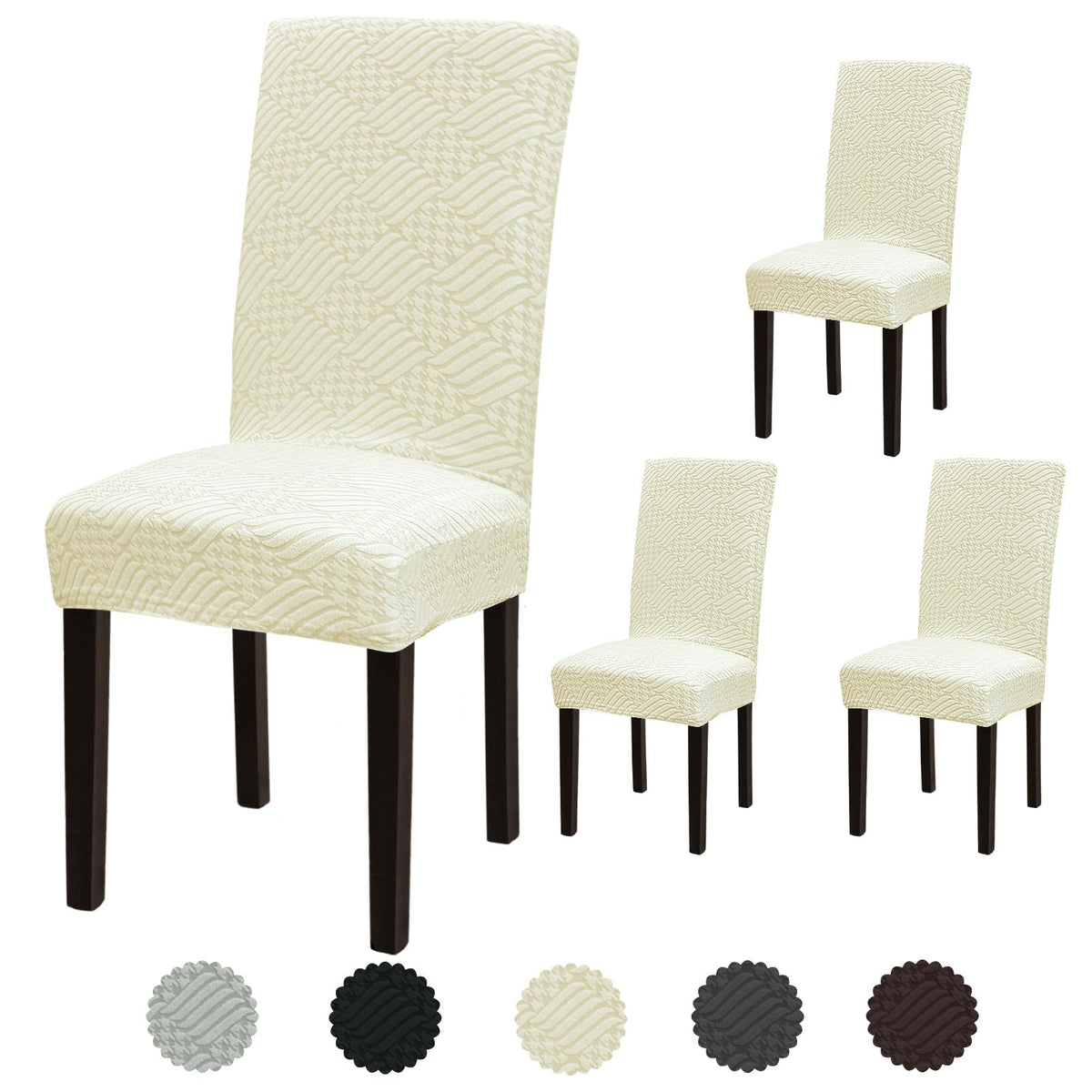 Stretch Dining Room Chair Covers Set of 6, Removable Washable Chair Covers for Dining Chairs,Dining Room, Hotel, Ceremony