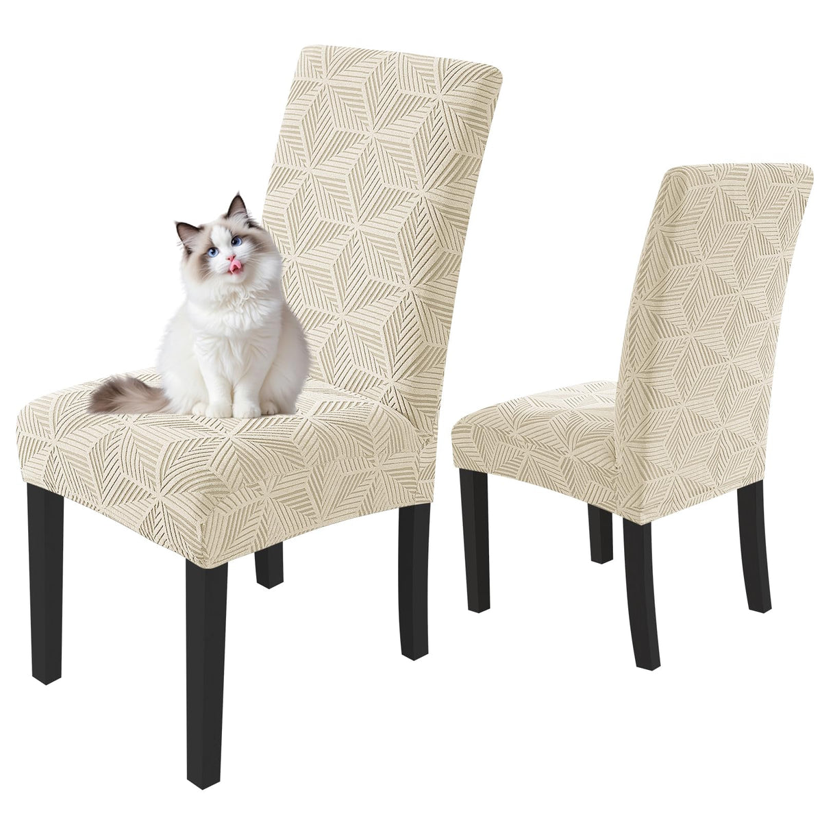 YEMYHOM 2 Packs Latest Checkered Dining Chair Slipcover Parsons Chair Furniture Protector Stretch Chair Covers for Dining Room, Restaurant, Kitchen, Party (Light Gray)