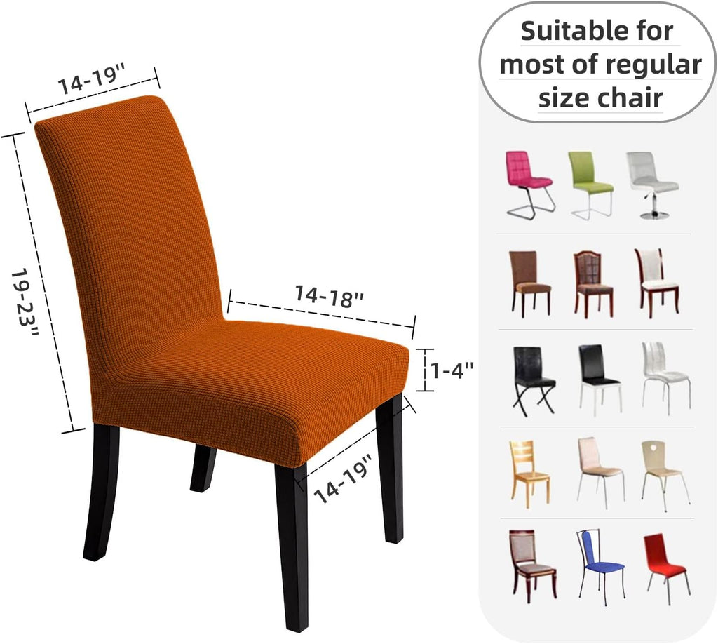 Chair Covers for Dining Room - Stretch Chair Slipcovers for Decorative Seat Protector Armless Removable Washable Elastic Dinner Universal Spandex Solid Chair Slip Covers Set (autumn orange,4)